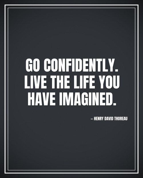 Go confidently. Live the life you have imagined. - Henry David Thoreau motivational poster