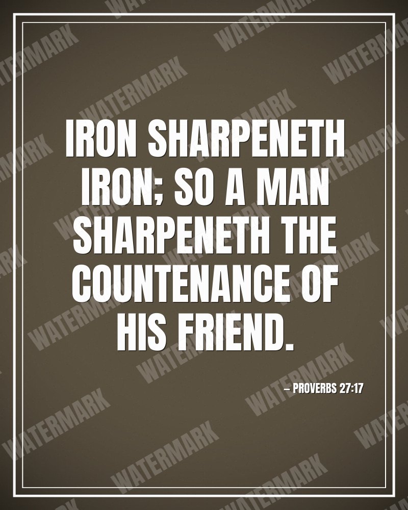 Iron sharpeneth iron; so a man sharpeneth the countenance of his friend. - Proverbs 27:17 motivational poster