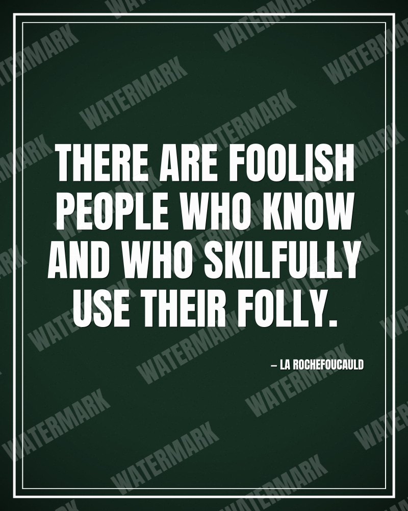 There are foolish people who know and who skilfully use their folly. - La Rochefoucauld motivational poster