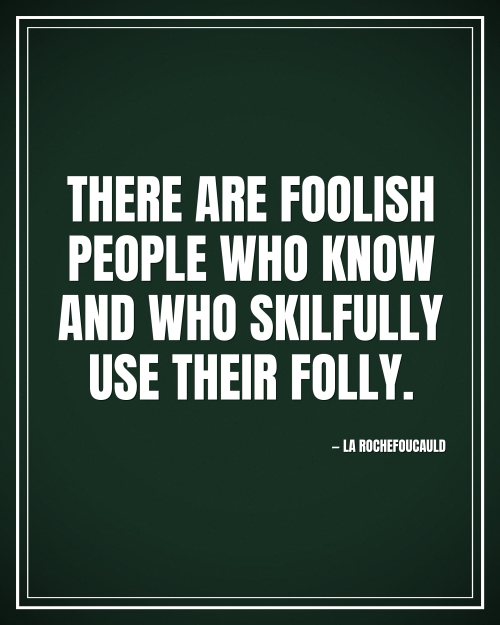There are foolish people who know and who skilfully use their folly. - La Rochefoucauld motivational poster