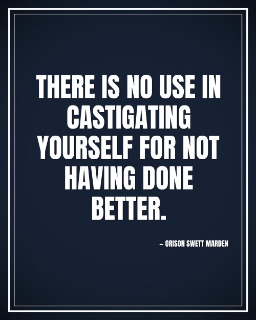 There is no use in castigating yourself for not having done better. - Orison Swett Marden motivational poster