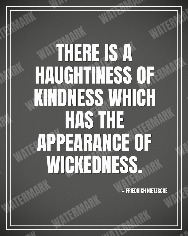 There is a haughtiness of kindness which has the appearance of wickedness. - Friedrich Nietzsche motivational poster