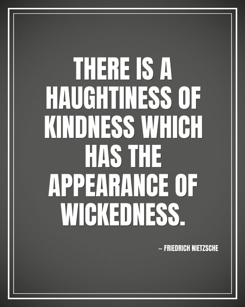 There is a haughtiness of kindness which has the appearance of wickedness. - Friedrich Nietzsche motivational poster