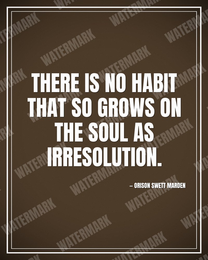 There is no habit that so grows on the soul as irresolution. - Orison Swett Marden motivational poster