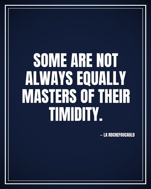Some are not always equally masters of their timidity. - La Rochefoucauld motivational poster
