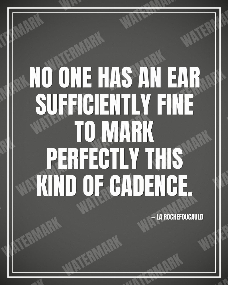 No one has an ear sufficiently fine to mark perfectly this kind of cadence. - La Rochefoucauld motivational poster