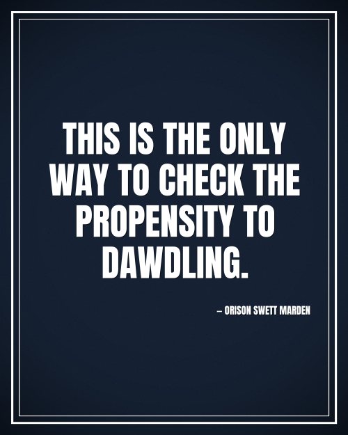 This is the only way to check the propensity to dawdling. - Orison Swett Marden motivational poster