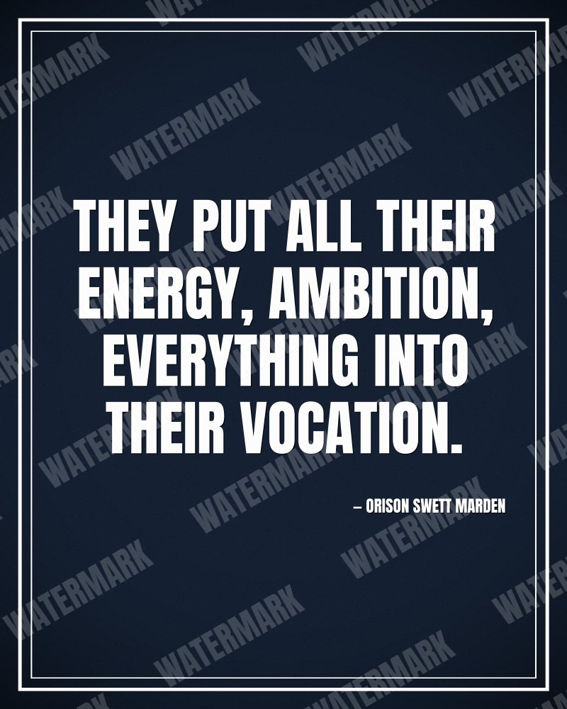 They put all their energy, ambition, everything into their vocation. - Orison Swett Marden motivational poster
