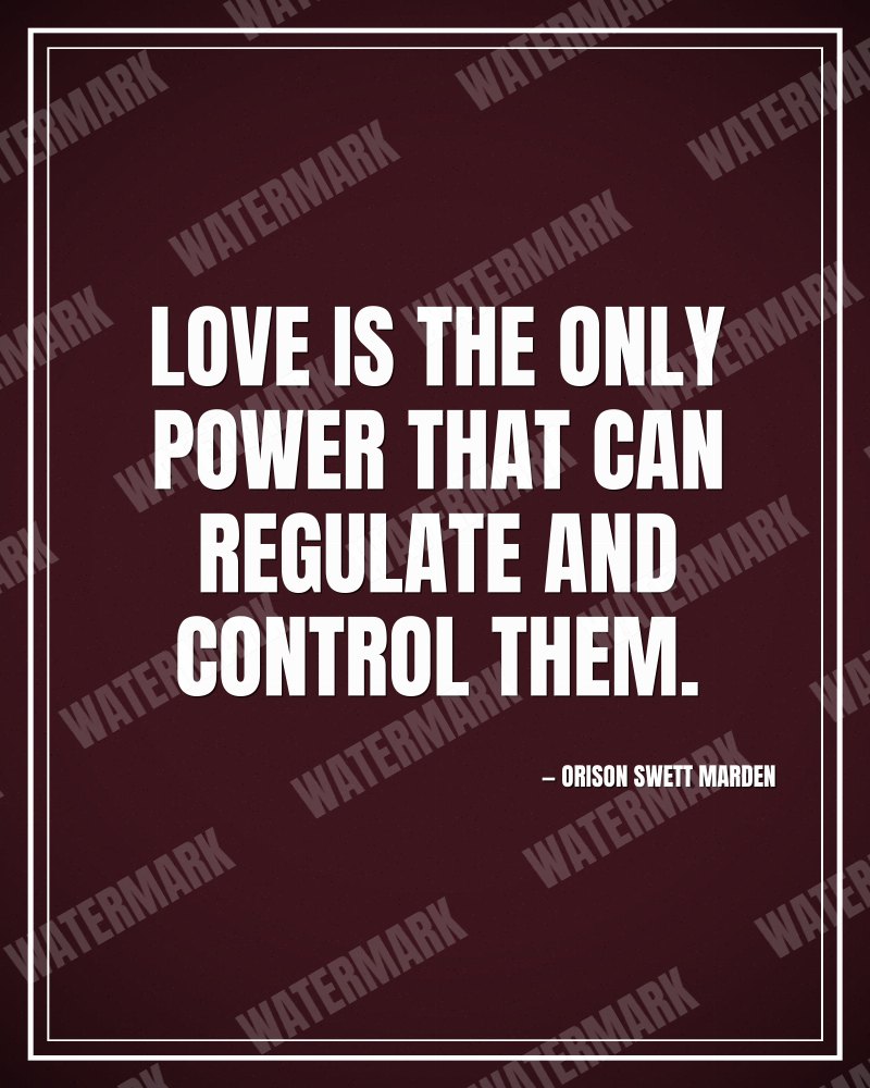 Love is the only power that can regulate and control them. - Orison Swett Marden motivational poster