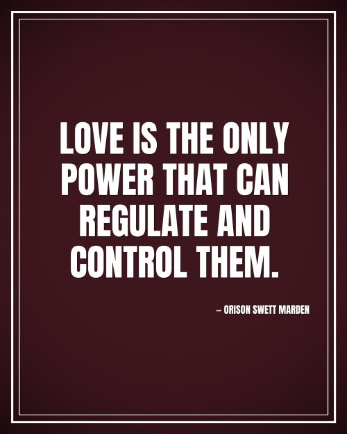 Love is the only power that can regulate and control them. - Orison Swett Marden motivational poster